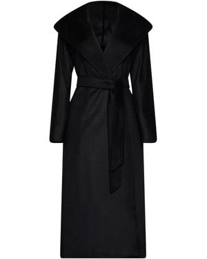 Max Mara Cappotto Lungo A Vestaglia Con Cappuccio E Cintura Mstelegia Nero