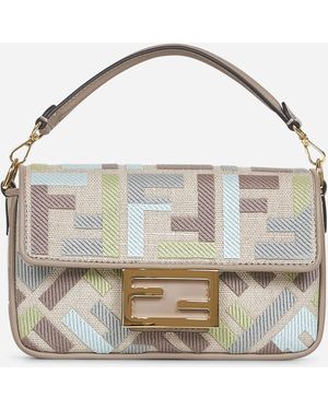 Fendi Matcha Green Baguette Mini Bag - White