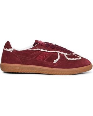 Alohas Burgundy Suede Tb.490 Trainers With Crochet Details - Red