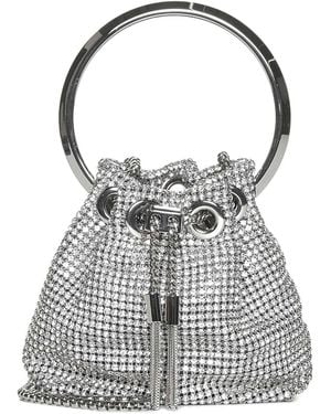 Jimmy Choo Borsa Micro Bon Bon Con Strass - Grigio