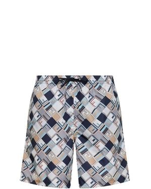 Fendi Ff Check-Pattern Nylon Swim Shorts - White