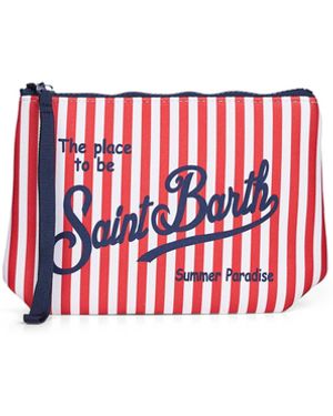 MC2 Saint Barth And Aline Mini Striped-Print Clutch Bag - Red