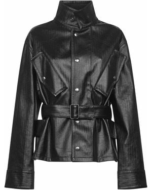Maison Margiela Laminated Cotton Belted Jacket - Black