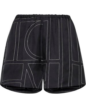 TOTEME Monogram Silk Shorts - Blue