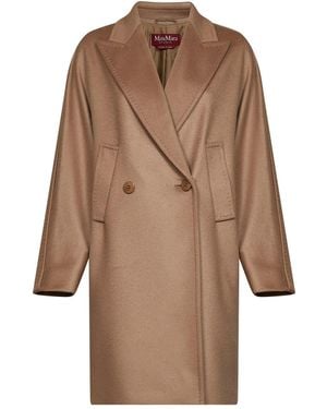 Max Mara Camel Mstmastro Double-Breasted Midi Coat - Brown