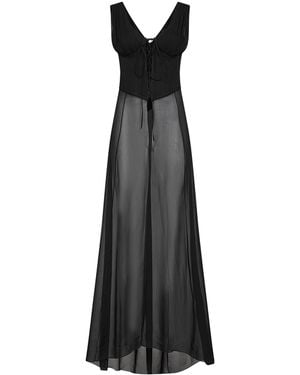 GIUSEPPE DI MORABITO Silk Bustier Top With Sheer Skirt - Black