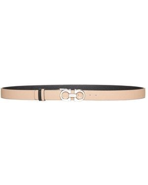 Ferragamo Reversible And Adjustable Gancini Belt - White