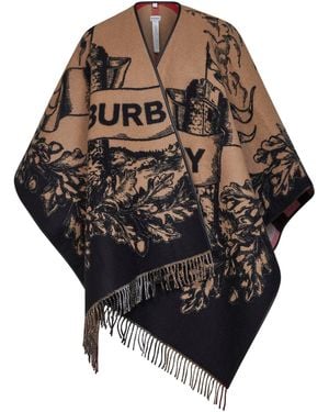 Burberry Archive Gallant Knight Wool Cape - Black