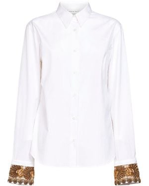 Dries Van Noten Cotton Poplin Chloris Embroidered Shirt - White