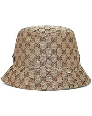 Gucci Gg Canvas Bucket Hat With Tie - Natural