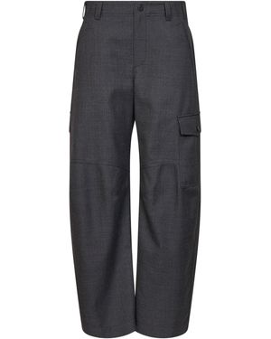 Brunello Cucinelli Dark Virgin Wool Twill Barrel Cargo Pants - Gray