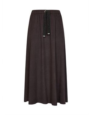 Herno Resort Dark Chocolate Cashmere-Feel Flannel Resort Long Skirt - Black