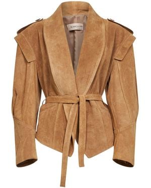 Blanca Vita Khaki Suede Belted Jacket - Brown