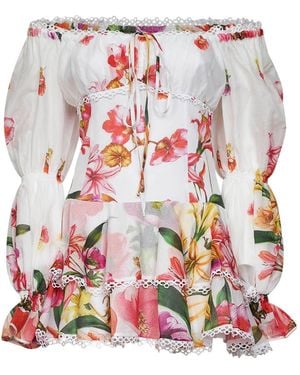 Charo Ruiz Off-The-Shoulder Mini Dress Azurea - White