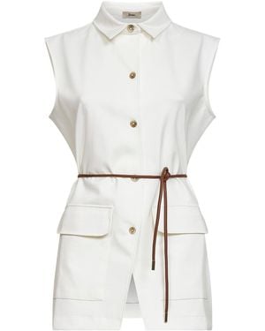 Herno Natural Rome Stitch Cotton Blend Jersey Belted Vest - White