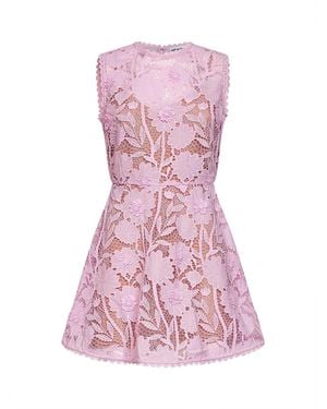 Self-Portrait Macramé Lace Mini Dress - Pink