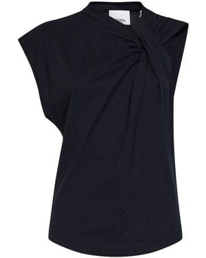 Isabel Marant Cotton Jersey Nayda Asymmetric T-Shirt - Blue
