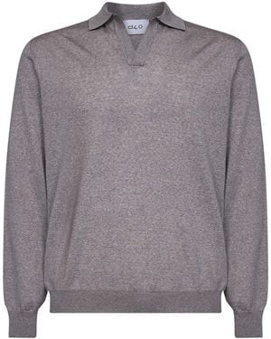 D 40 Virgin Wool Knit Buttonless Polo Shirt - Grey
