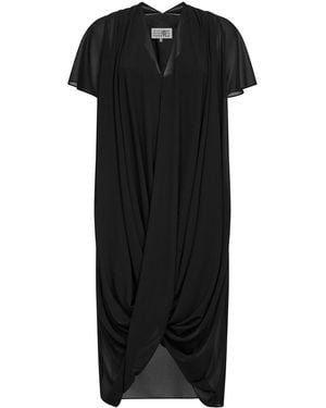 MM6 by Maison Margiela Georgette Asymmetric Draped Dress - Black