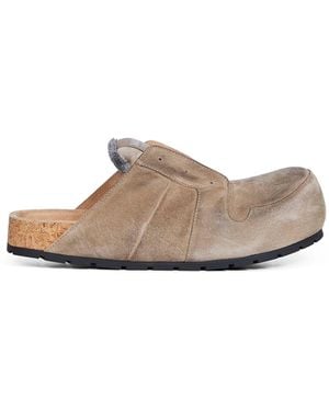 Balenciaga Suede Calfskin Dumbo Mules - Natural