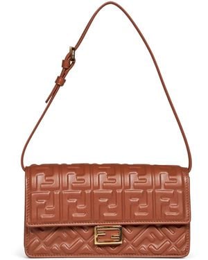 Fendi Tan Wallet On Chain Baguette Minibag - Red
