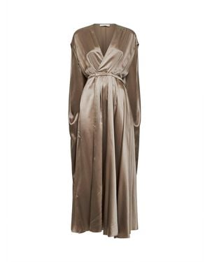 Co. Sesame Silk Charmeuse Caped Back Dress - Natural
