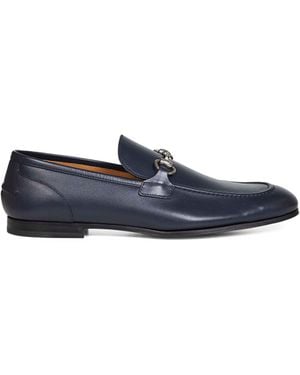 Gucci Dark Leather Jordaan Loafers - Blue