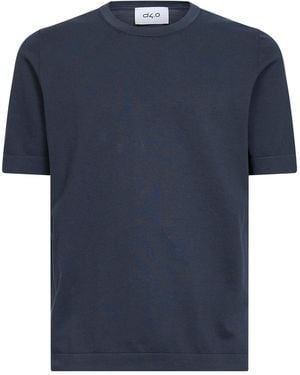 D 40 Cotton Knit Crewneck Jumper - Blue