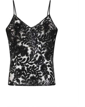 Golden Goose Sequin-Embroidered Tulle Journey Top - Black