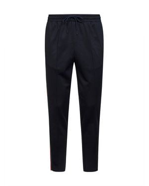 Gucci Dark Technical Jersey Jogging Trousers With Web - Blue