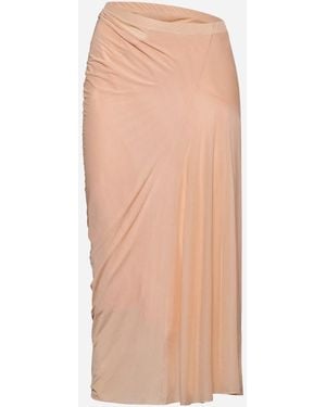 Dries Van Noten Pink Draped Midi Skirt - White