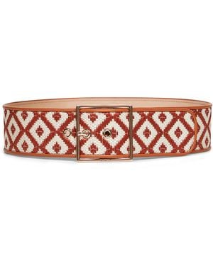 Max Mara Tan Raffia-Effect Fabric Mxapalato Wide Belt - Brown