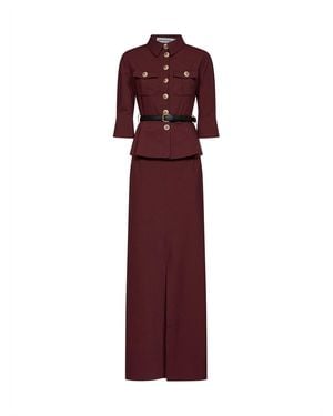 Self-Portrait Self Portrait Twill Belted Maxi Dress - Purple