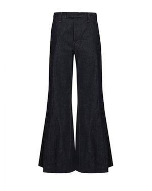 Brunello Cucinelli No Fade Denim Flared Pants With Monili - Blue