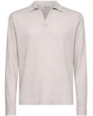 D 40 Slub Linen Jersey Polo Shirt - White