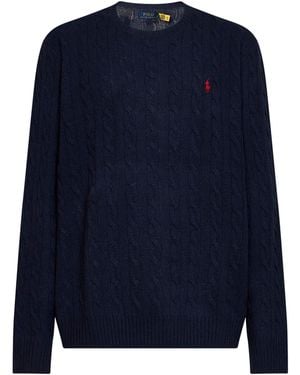 Polo Ralph Lauren Cable Knit Polo Sweater - Blue
