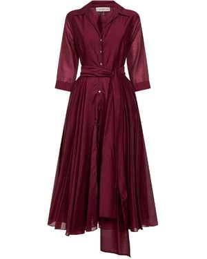 Blanca Vita Burgundy Muslin Allia Midi Shirtdress - Purple