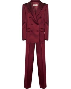 Blanca Vita Burgundy Satin Telvera Suit - Red