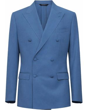Dolce & Gabbana Dolce & Gabbana Avio Wool Poplin Double-Breasted Jacket - Blue