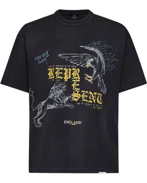 Represent Washed Cotton Enemy Printed T-Shirt - Black
