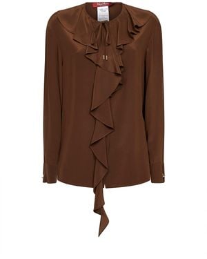 Max Mara Chocolate Silk Crêpe De Chine Mstepica Blouse - Brown