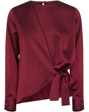 Blanca Vita Burgundy Satin Cesta Blouse - Red