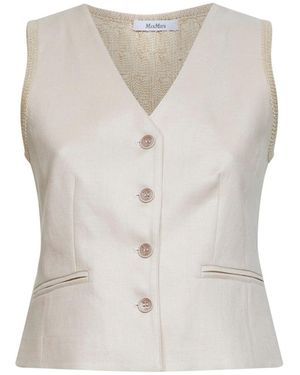 Max Mara Linen And Cable Knit Mxmcalibri Vest - White
