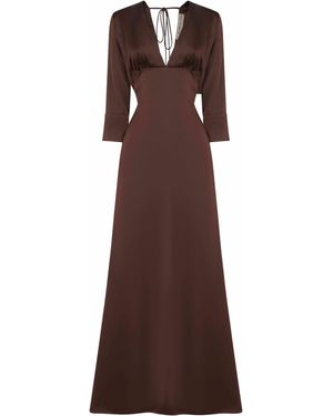 Blanca Vita Coffee Satin Albox Long Dress - Brown