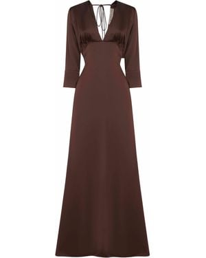 Blanca Vita Coffee Satin Albox Long Dress - Brown