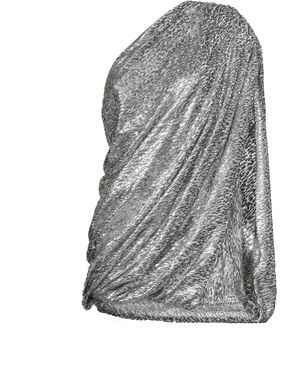 Stella McCartney Animalier Lamé Velvet Draped Minidress - Gray