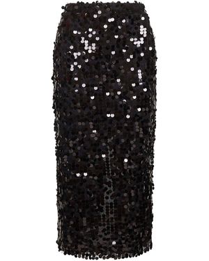 Blanca Vita Onyx Sequins Gralis Midi Pencil Skirt - Black