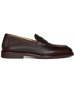 Brunello Cucinelli Penny Loafers Dark Calf Leather - White