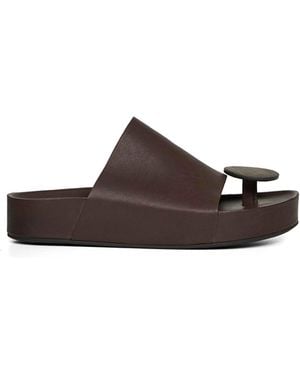 Uma Wang Leather Round Thong Sandals - Brown