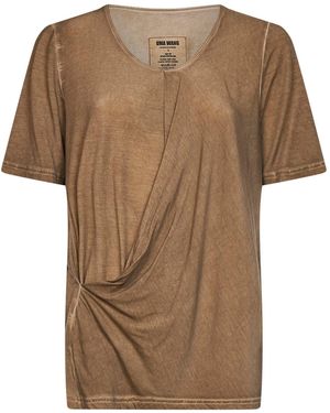 Uma Wang Tan Stretch Jersey Draped Trap Top - Brown